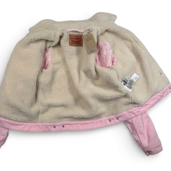 Levis Womens Pink Corduroy Sherpa Lined Original Trucker Jacket Small NEW NWT - Picture 3 of 16
